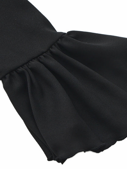 Nana Jacqueline Charlotte Ruffle V-Neck Black Dress Black