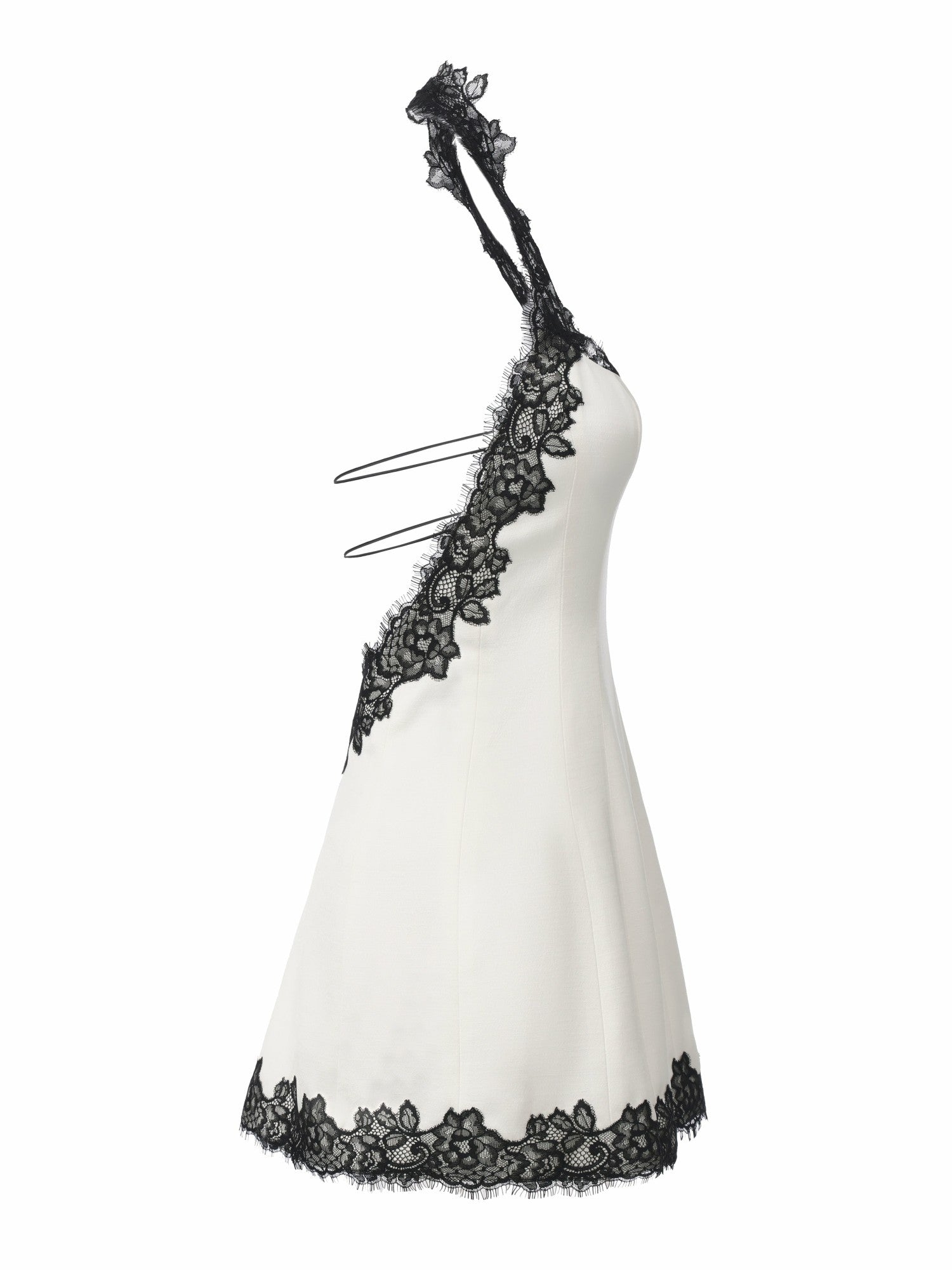 Nana Jacqueline Daniela Lace-Trim Halter White Mini Dress White