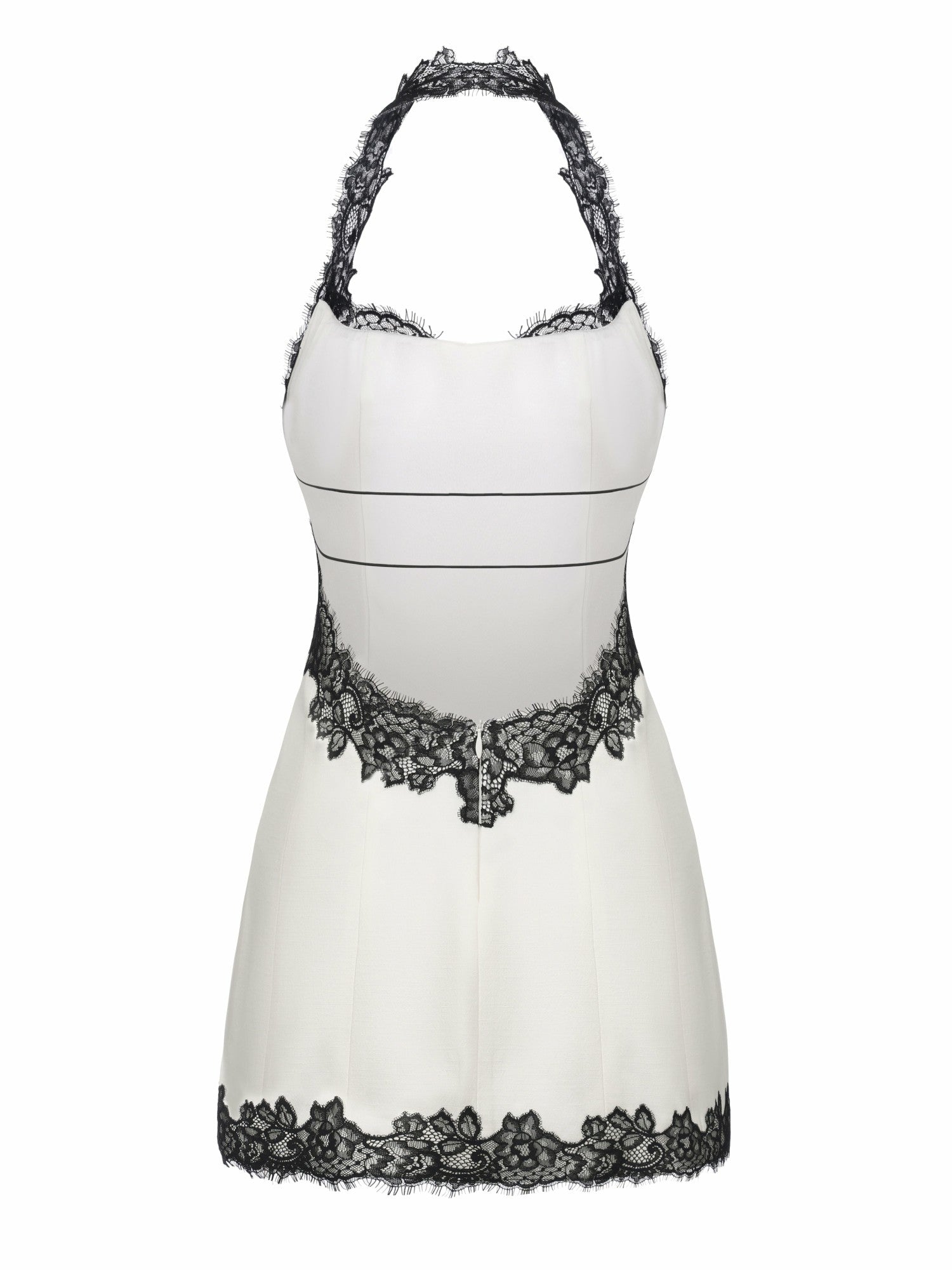 Nana Jacqueline Daniela Lace-Trim Halter White Mini Dress White