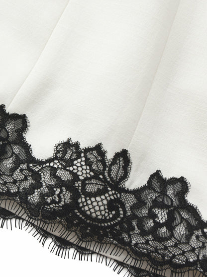 Nana Jacqueline Daniela Lace-Trim Halter White Mini Dress White