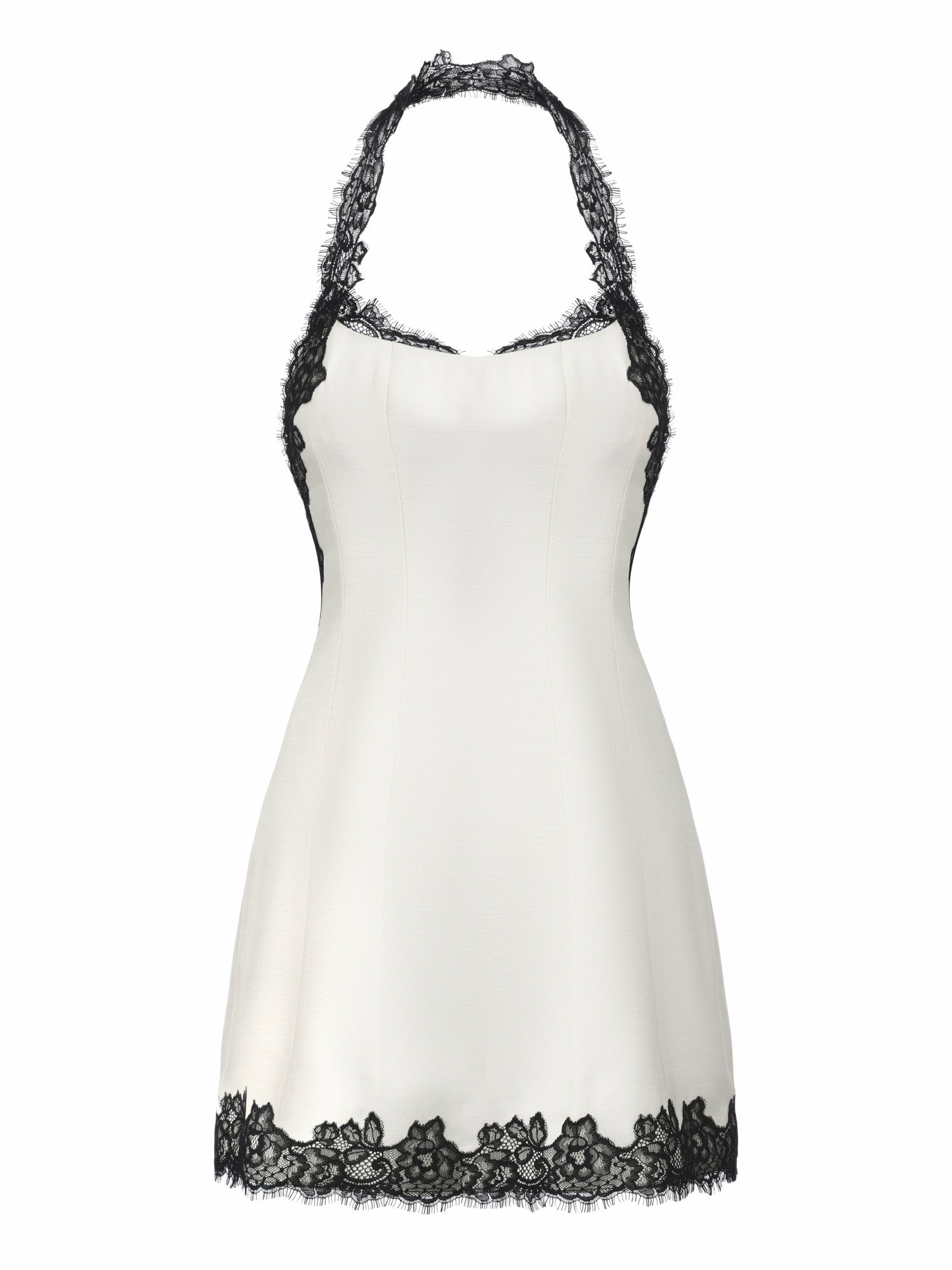 Nana Jacqueline Daniela Lace-Trim Halter White Mini Dress White