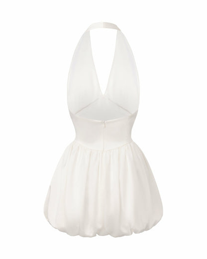 Nana Jacqueline Lilliana Halter Mini Dress: White Mini Dress for Bridal Shower White