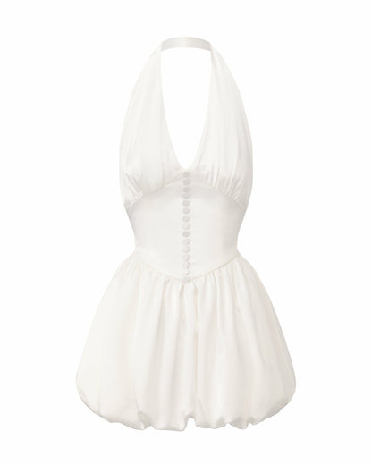 Nana Jacqueline Lilliana Halter Mini Dress: White Mini Dress for Bridal Shower White
