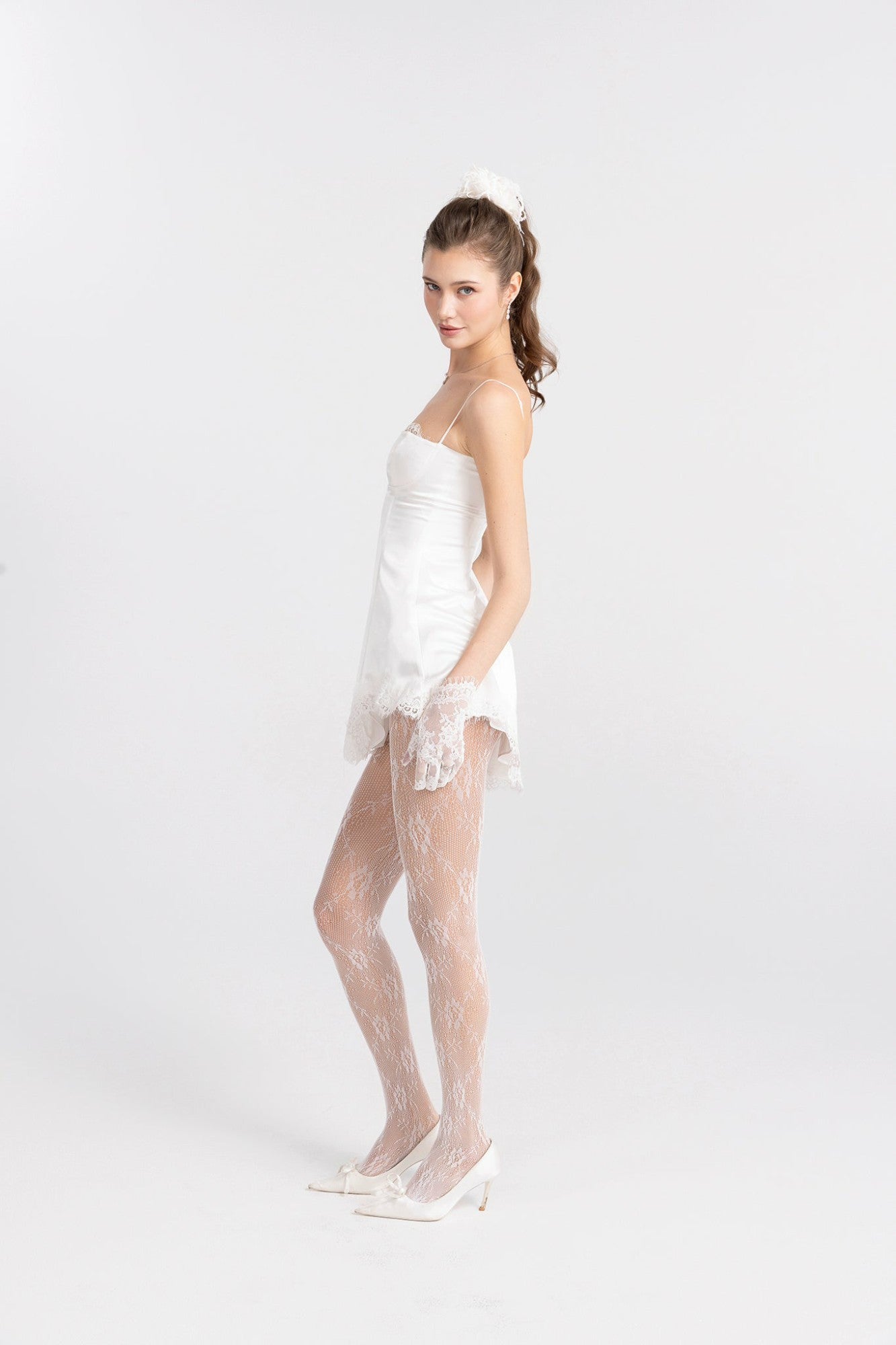 Nana Jacqueline Marilyn Satin Mini Dress: White Mini Dress for Bridal Shower White