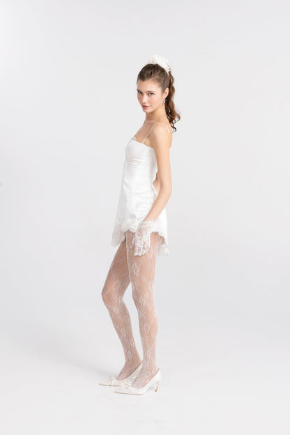 Nana Jacqueline Marilyn Satin Mini Dress: White Mini Dress for Bridal Shower White