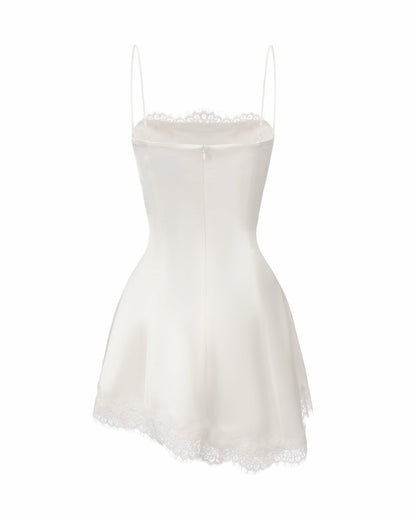 Nana Jacqueline Marilyn Satin Mini Dress: White Mini Dress for Bridal Shower White