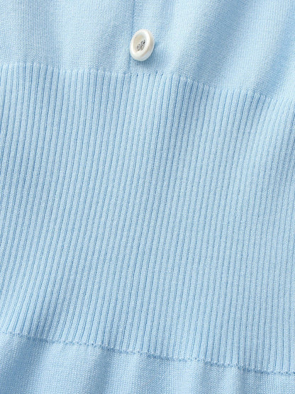 Nana Jacqueline Light Blue Contrast-Trim Knit Mini Dress Light Blue