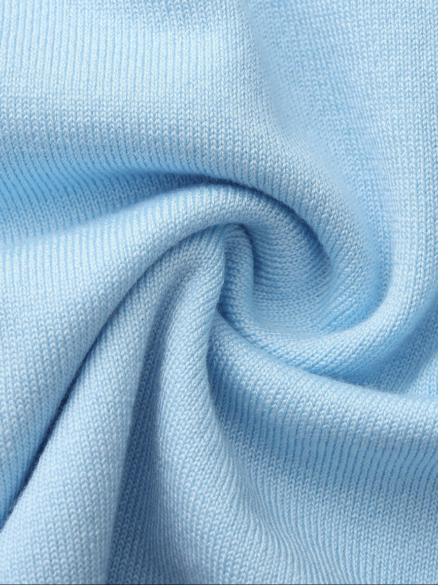 Nana Jacqueline Light Blue Contrast-Trim Knit Mini Dress Light Blue