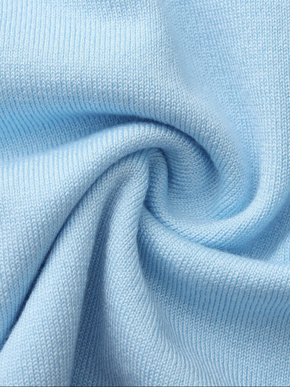 Nana Jacqueline Light Blue Contrast-Trim Knit Mini Dress Light Blue