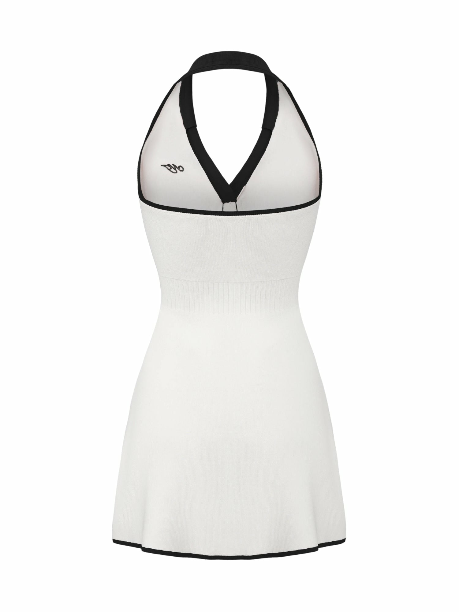 Nana Jacqueline White Contrast Halter Knit Mini Dress White