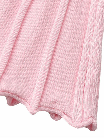 Nana Jacqueline Pink Reverse Halter Knit Flared Dress Pink