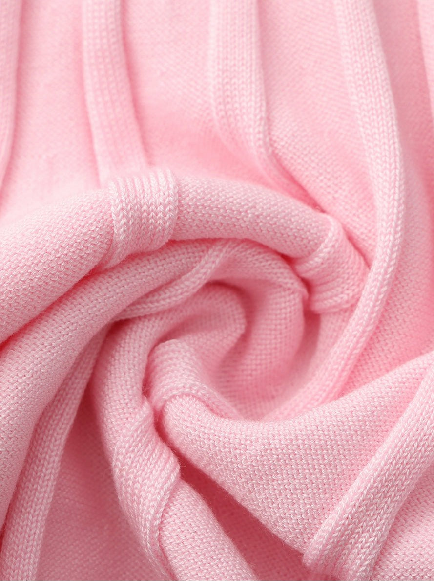 Nana Jacqueline Pink Reverse Halter Knit Flared Dress Pink