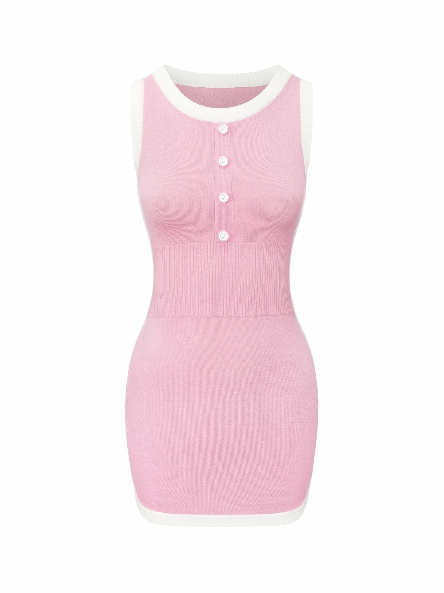 Nana Jacqueline Pink Contrast-Trim Knit Mini Dress Pink