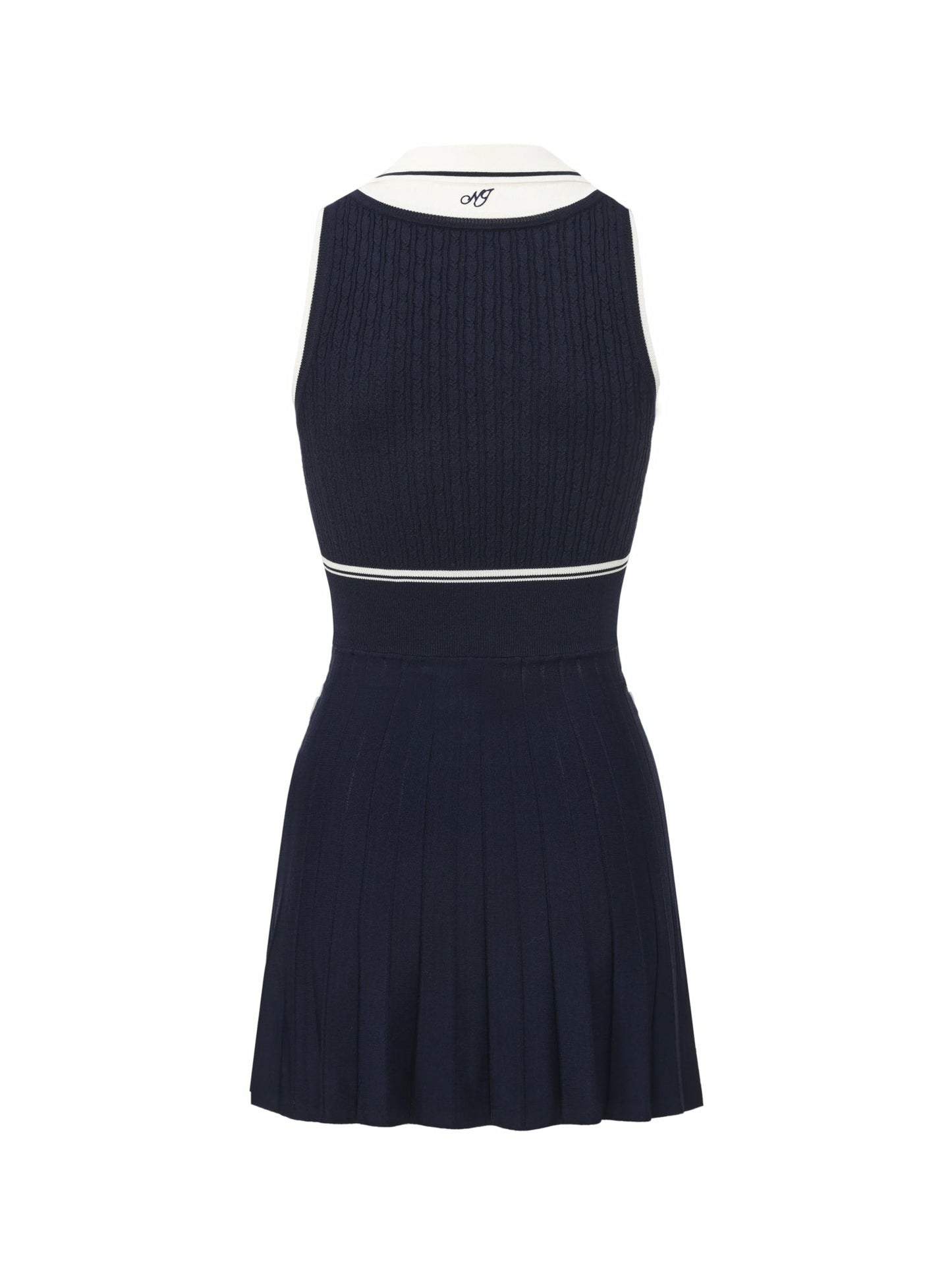 Nana Jacqueline Navy Colorblock Knit Dress with Faux Pleated Skirt Navy