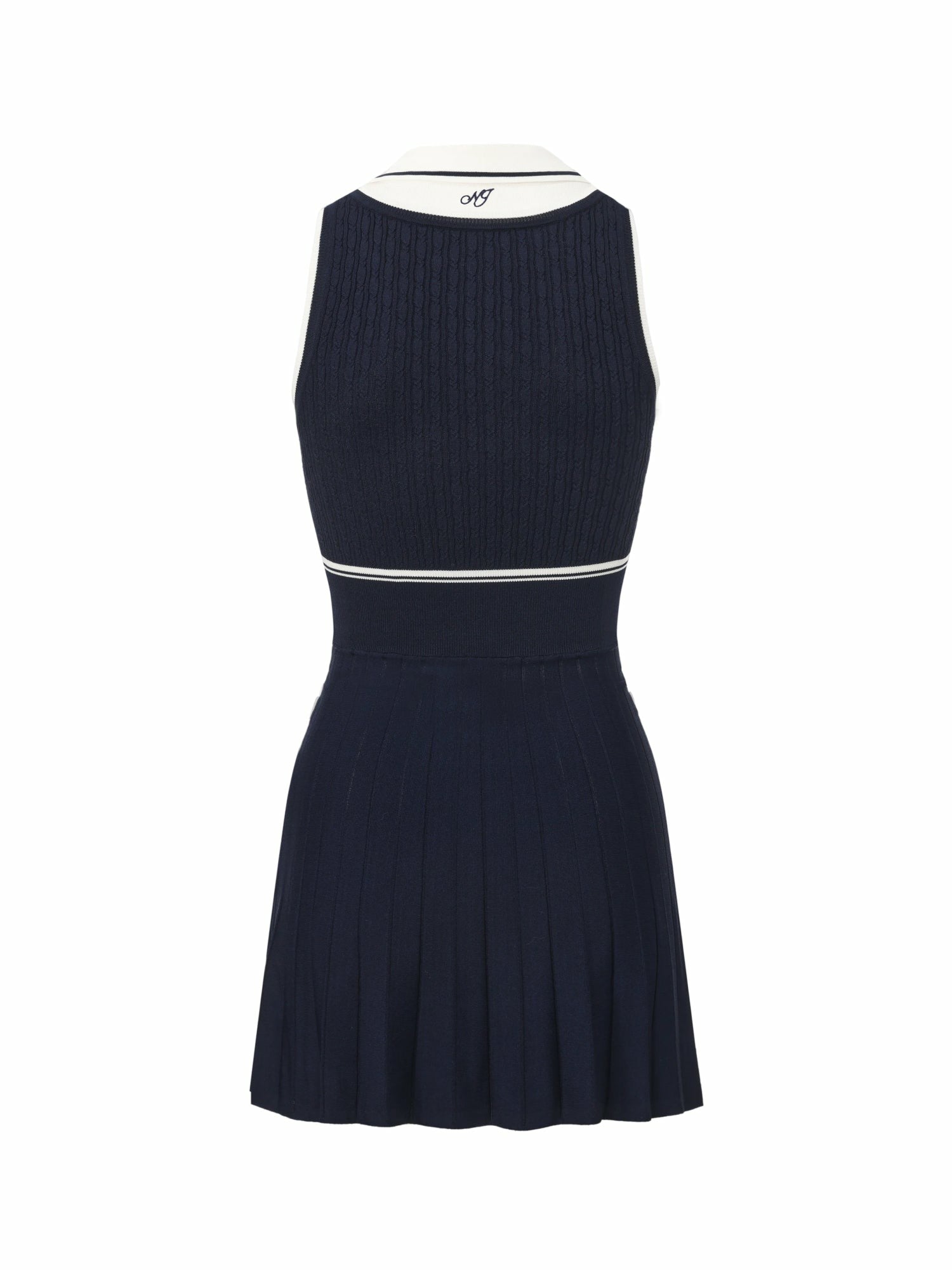 Nana Jacqueline Navy Colorblock Knit Dress with Faux Pleated Skirt Navy