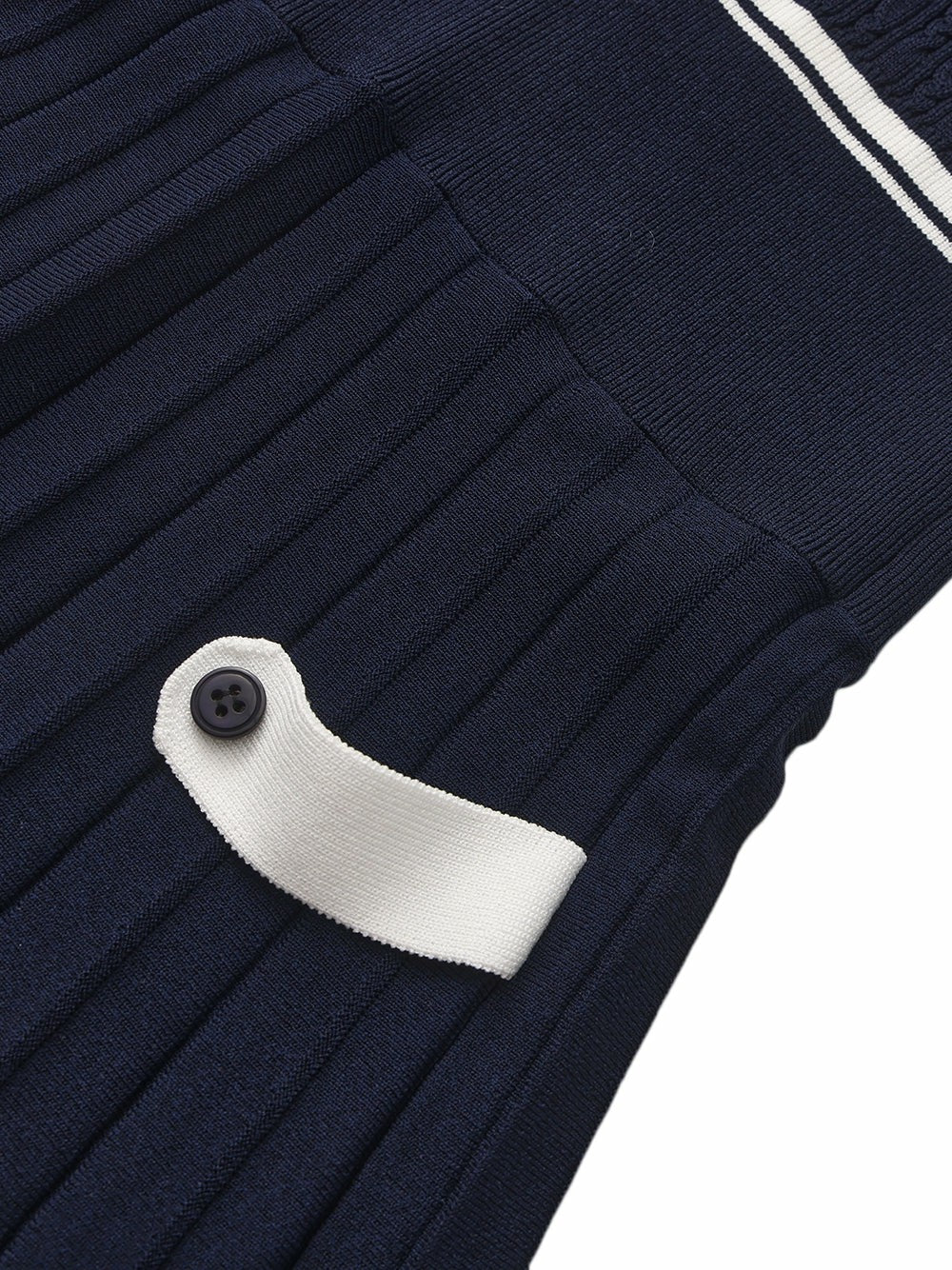 Nana Jacqueline Navy Colorblock Knit Dress with Faux Pleated Skirt Navy