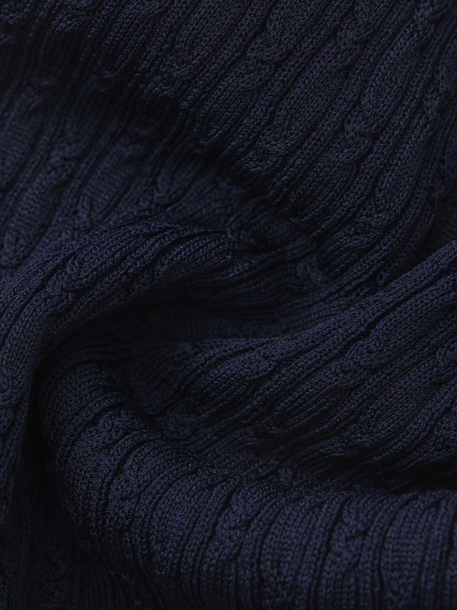 Nana Jacqueline Navy Colorblock Knit Dress with Faux Pleated Skirt Navy