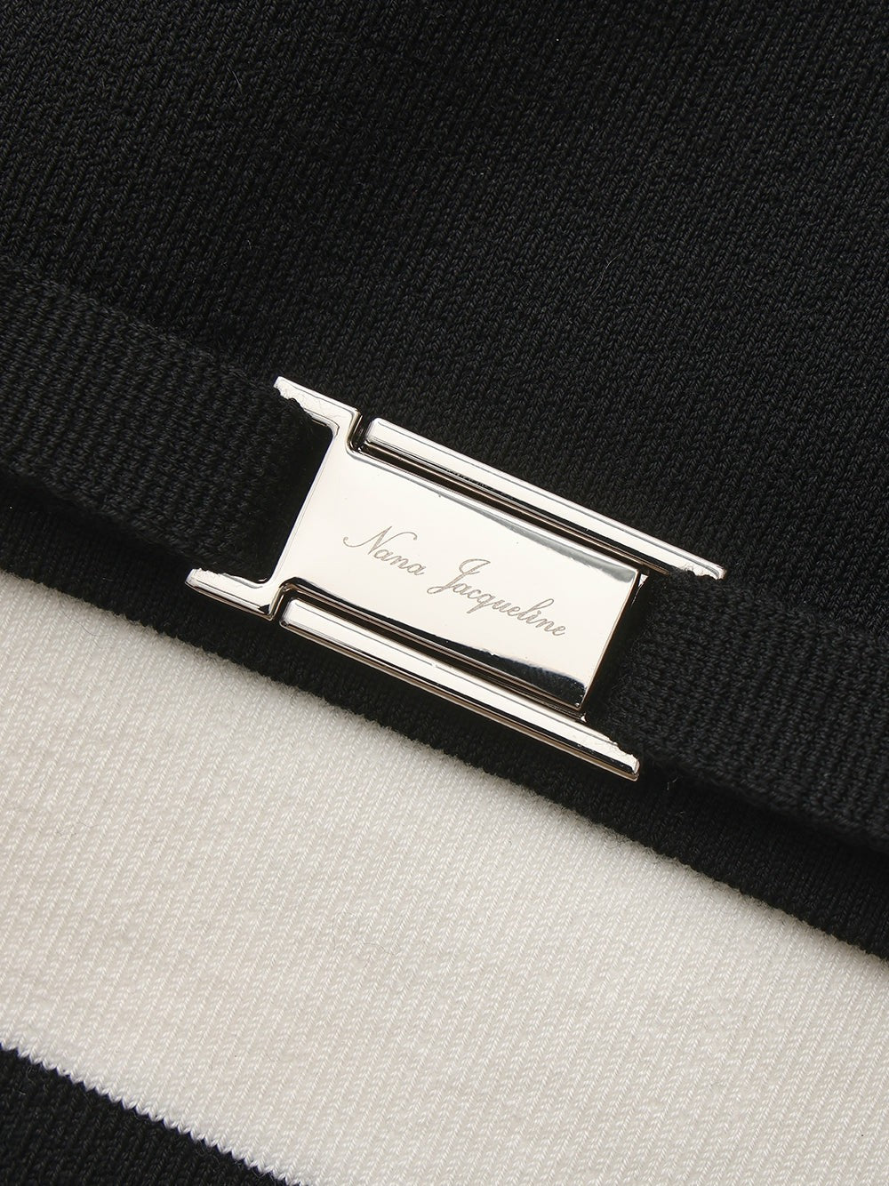 Nana Jacqueline Black Striped Knit Dress with Contrast Collar Black