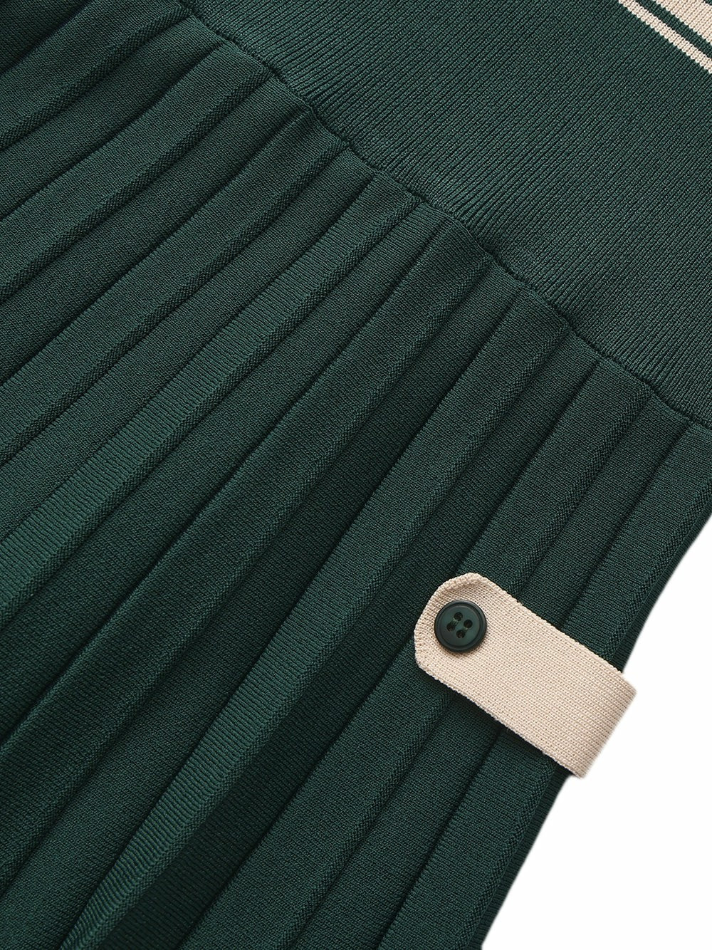 Nana Jacqueline Deep Green Colorblock Knit Dress with Faux Pleated Skirt Green