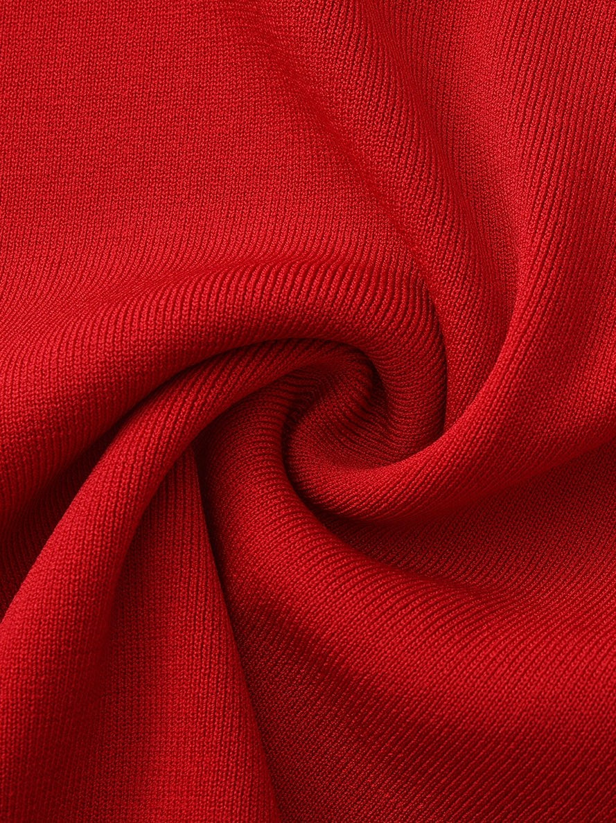 Nana Jacqueline Red Contrast Halter Knit Mini Dress Red
