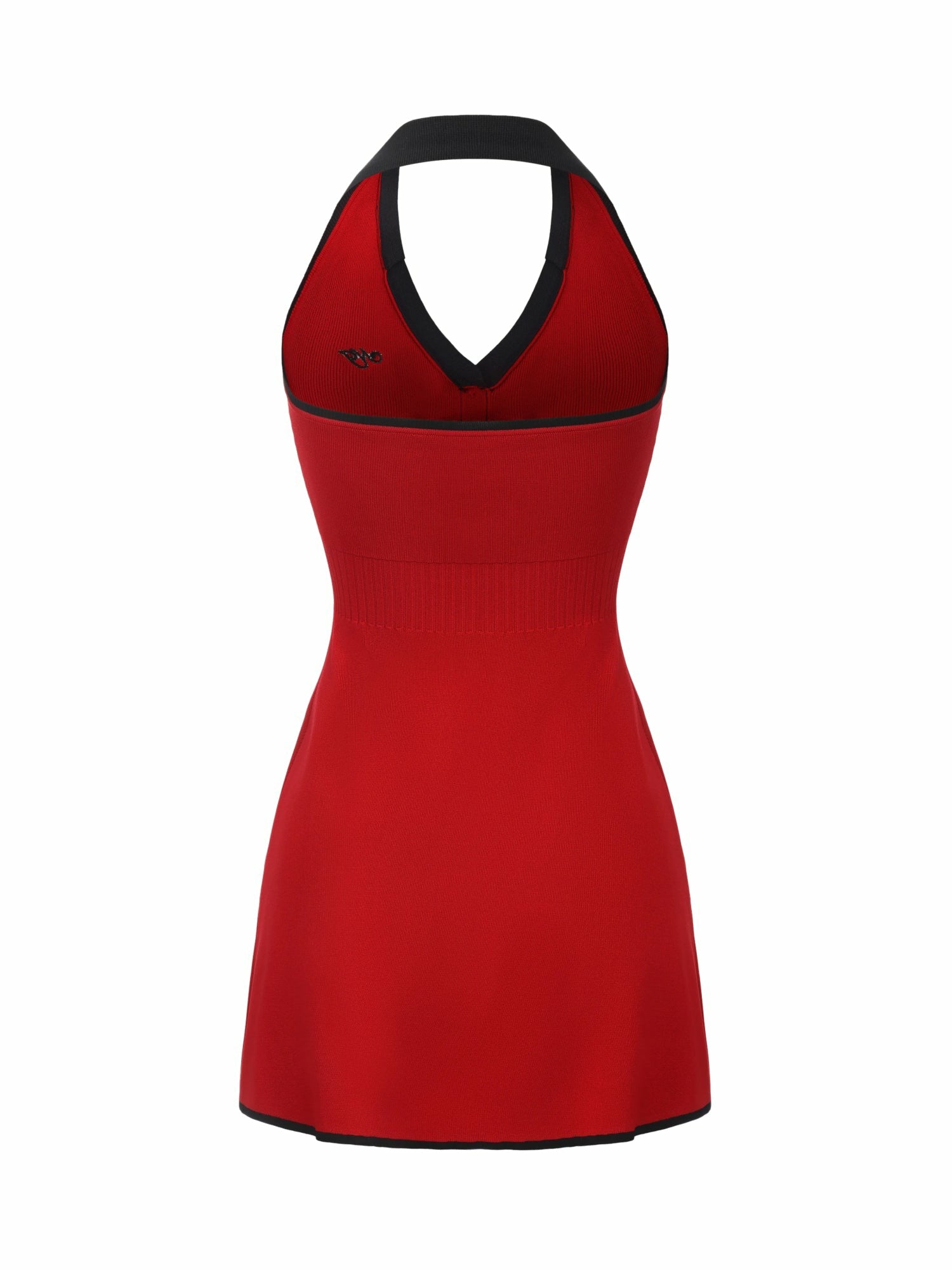 Nana Jacqueline Red Contrast Halter Knit Mini Dress Red
