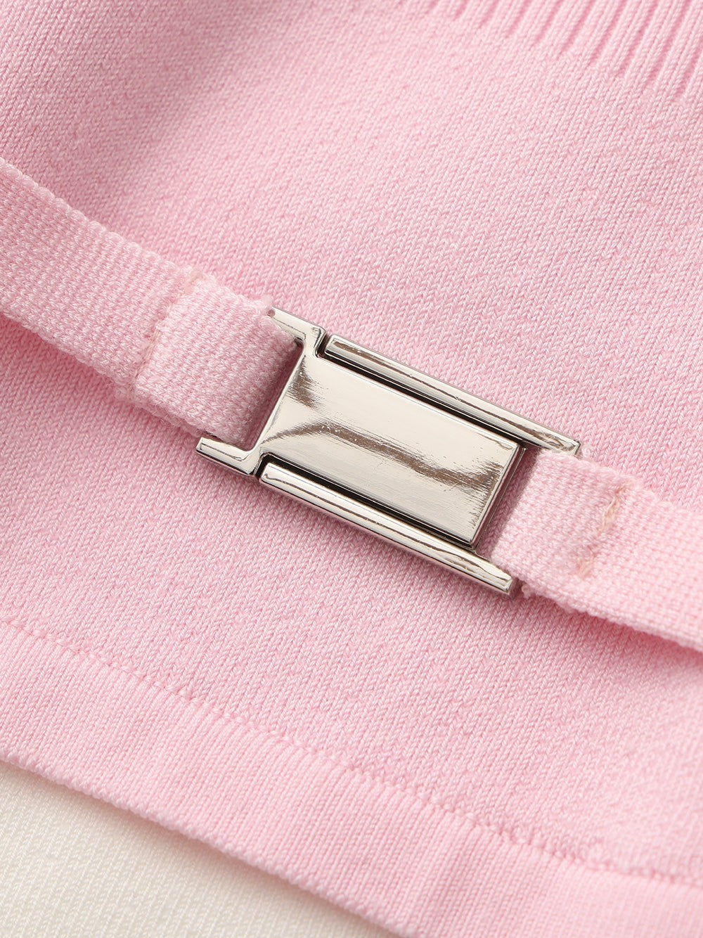 Nana Jacqueline Pink Striped Knit Dress with Contrast Collar Pink
