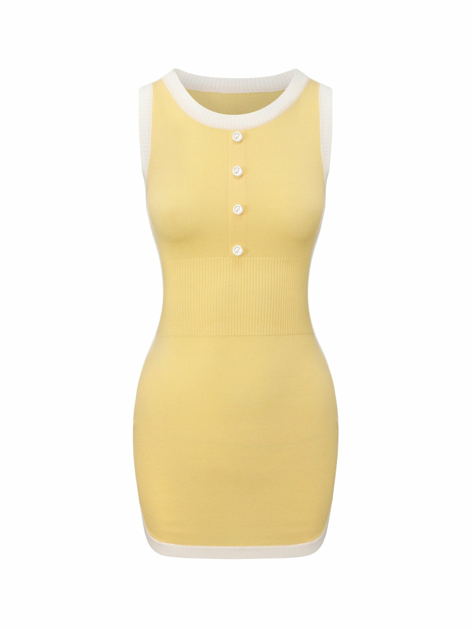 Nana Jacqueline Yellow Contrast-Trim Knit Mini Dress Yellow