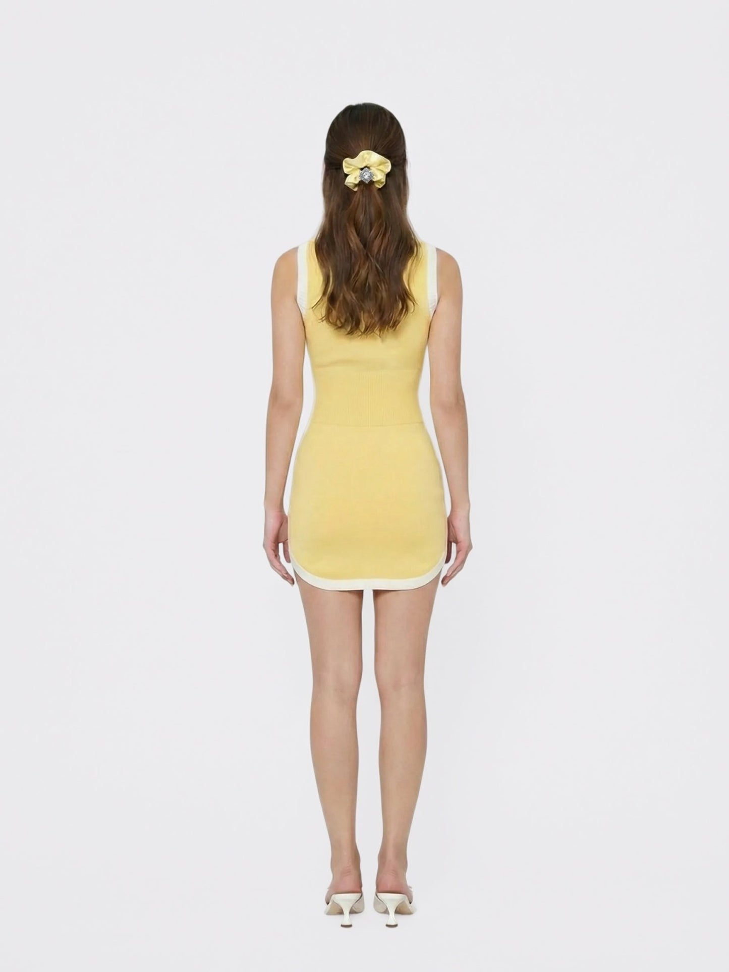Nana Jacqueline Yellow Contrast-Trim Knit Mini Dress Yellow