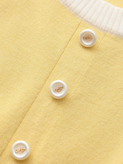 Nana Jacqueline Yellow Contrast-Trim Knit Mini Dress Yellow