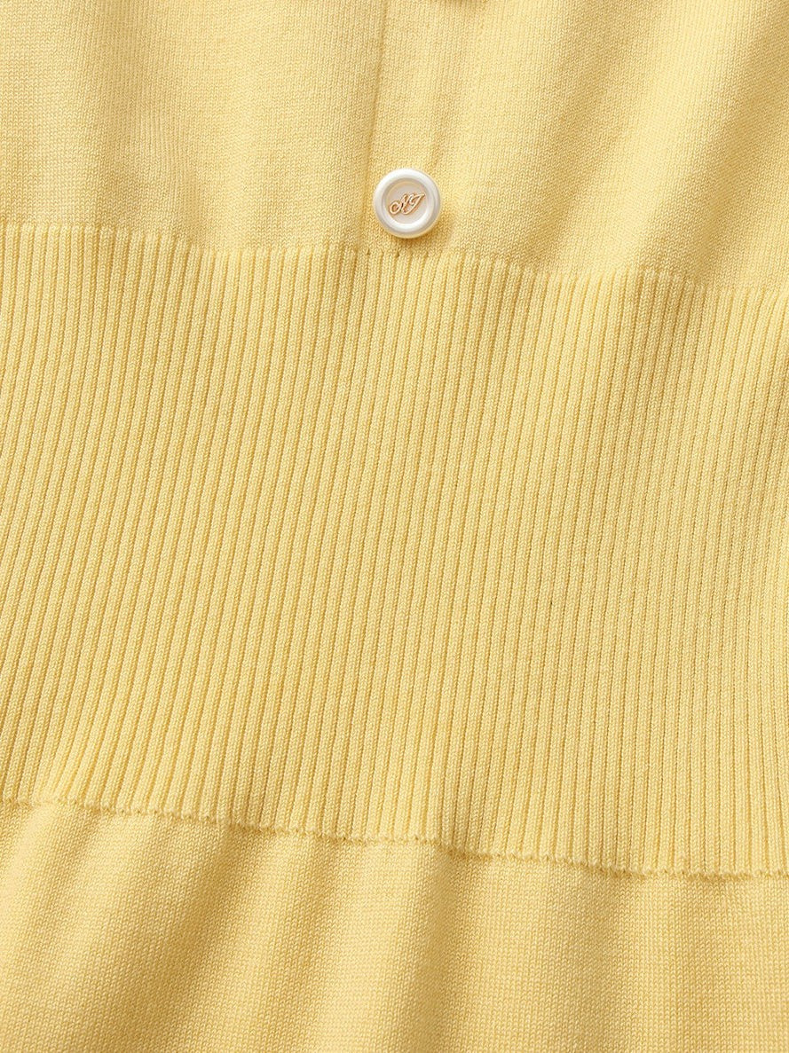 Nana Jacqueline Yellow Contrast-Trim Knit Mini Dress Yellow