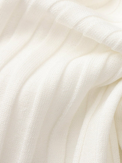 Nana Jacqueline White Reverse Halter Knit Flared Dress White