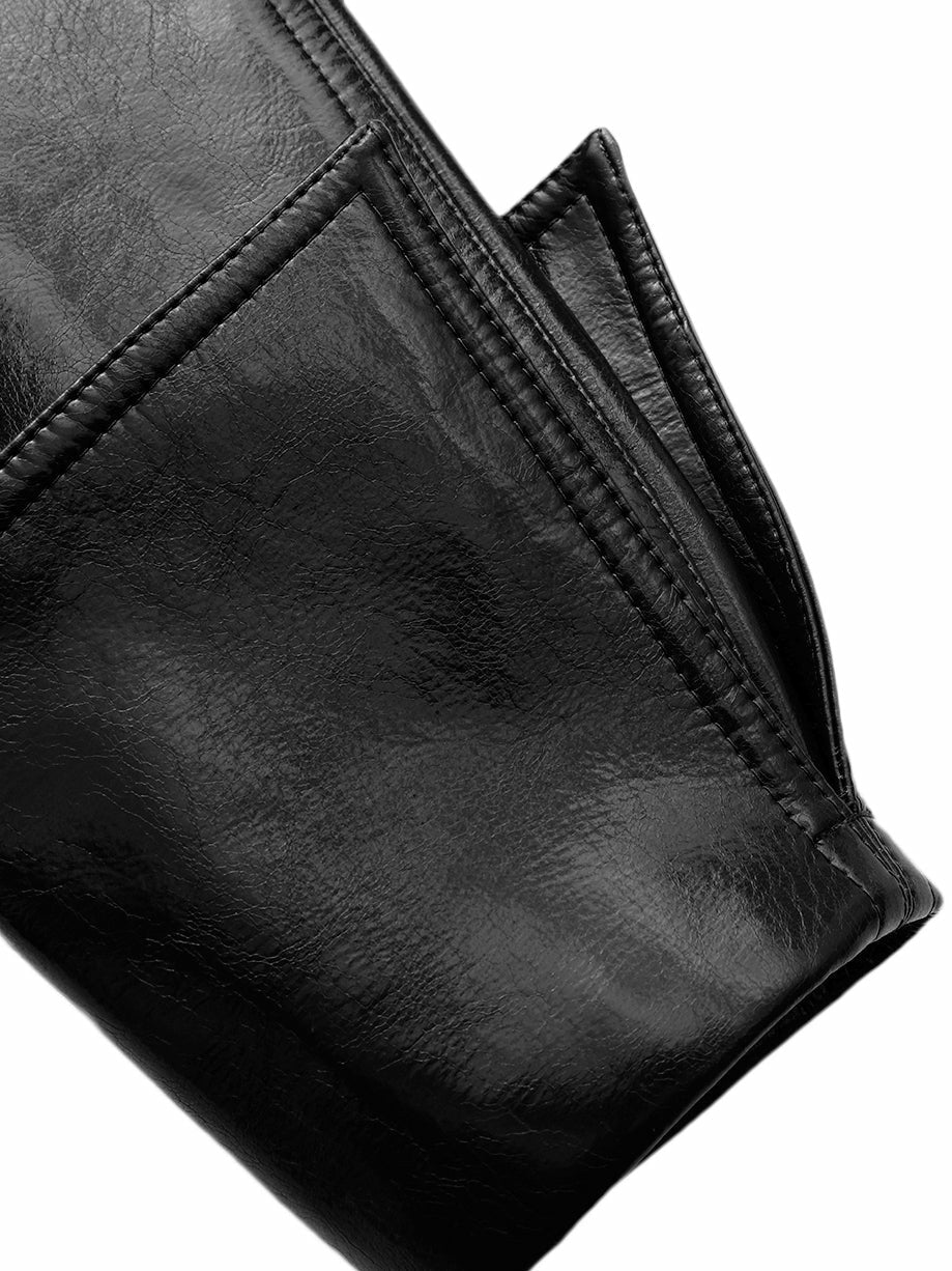Nana Jacqueline Black Double-Breasted Vegan Leather Jacket Black