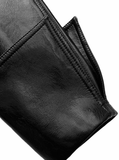 Nana Jacqueline Black Double-Breasted Vegan Leather Jacket Black