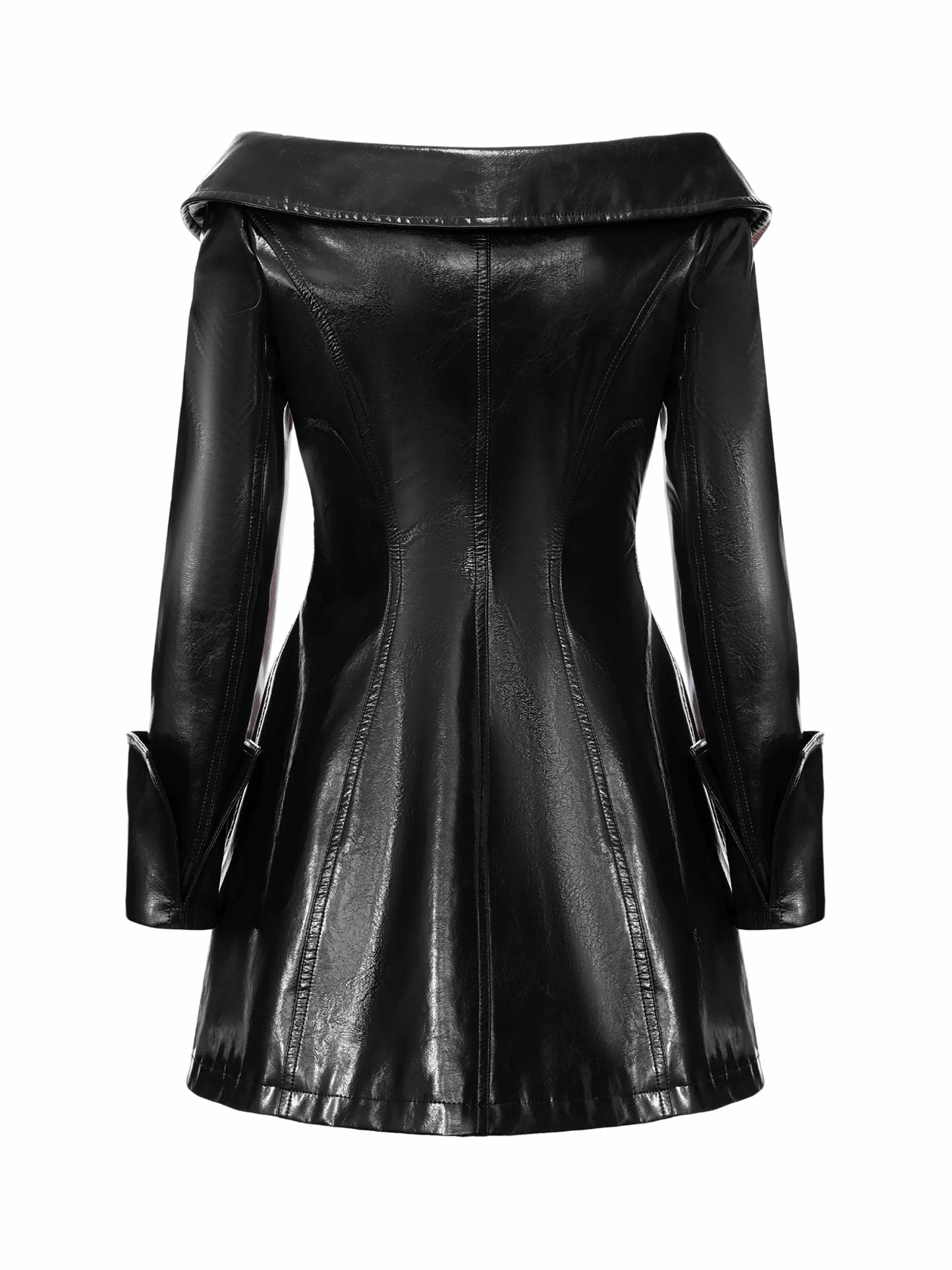 Nana Jacqueline Black Double-Breasted Vegan Leather Jacket Black