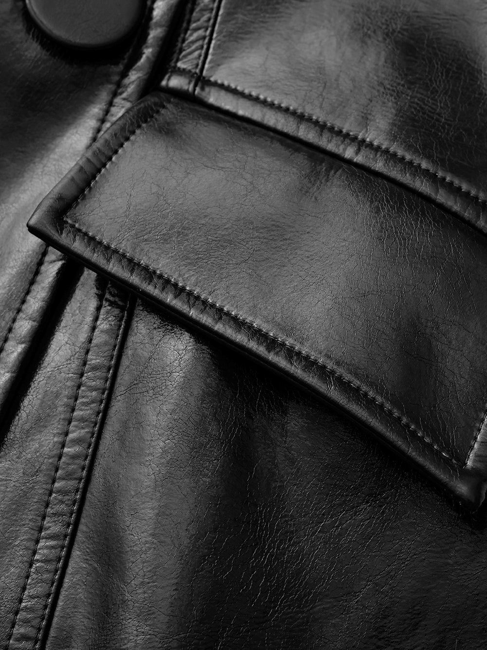 Nana Jacqueline Black Double-Breasted Vegan Leather Jacket Black