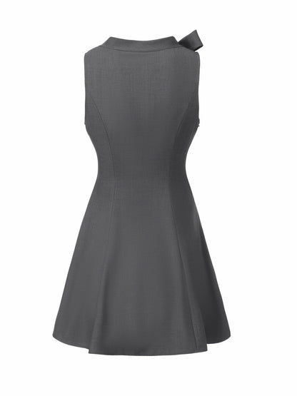Nana Jacqueline Grey Tailored Mini Dress with Crystal Bow Grey