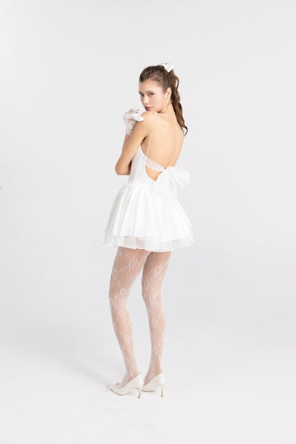 Nana Jacqueline Veronica Backless Mini Dress: White Mini Dress for Bridal Shower White