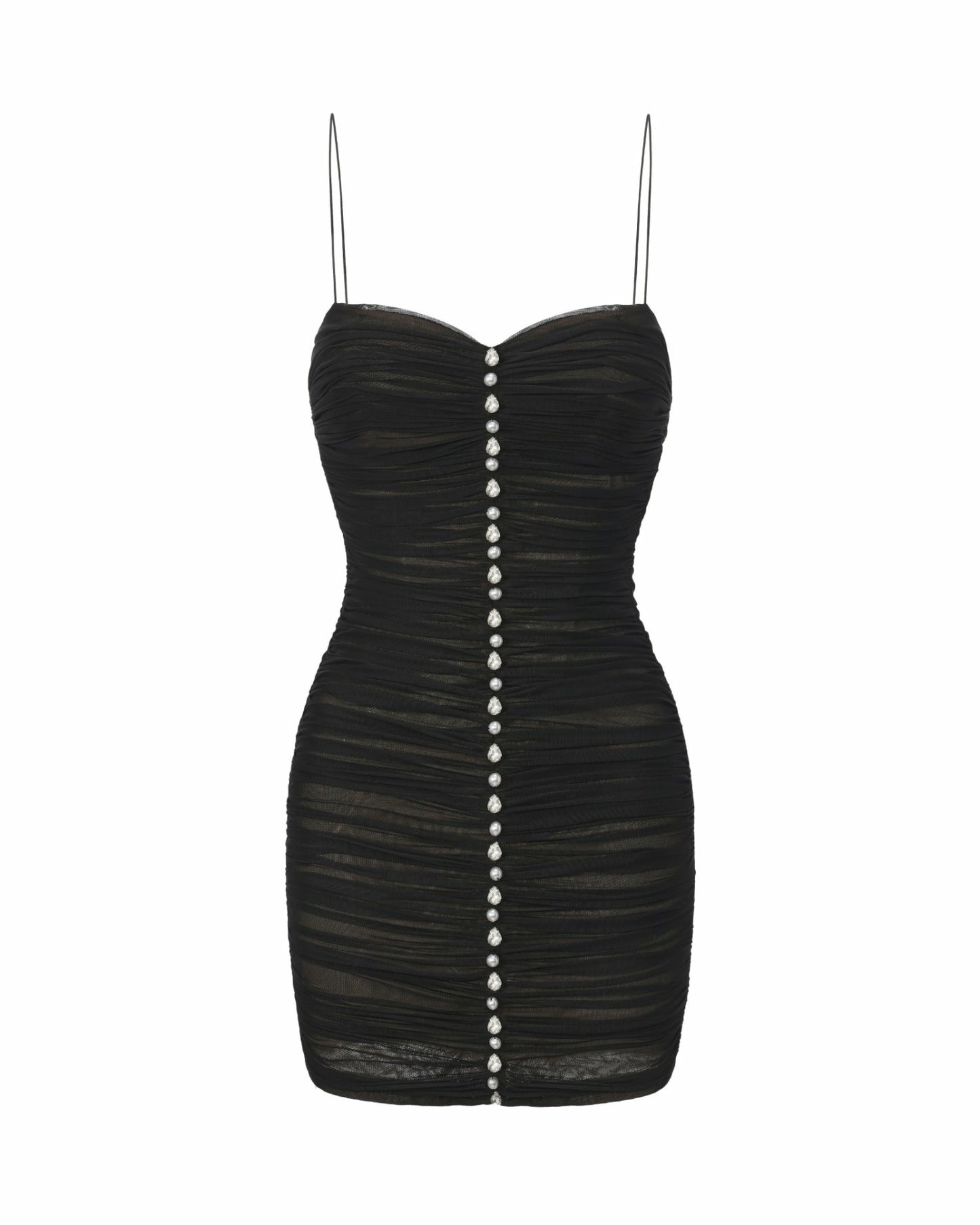 Nana Jacqueline Cristalle Mesh Mini Dress: Black Mini Dress for Cocktail Party Black