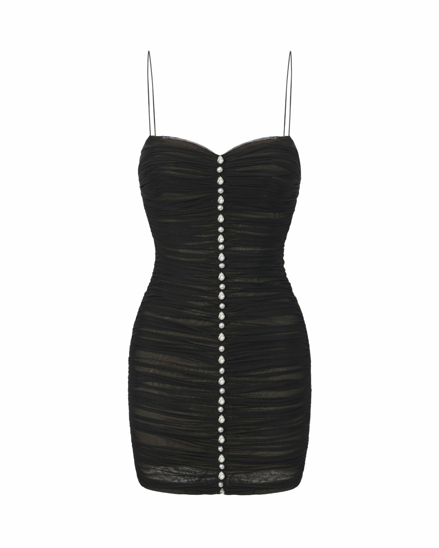 Nana Jacqueline Cristalle Mesh Mini Dress: Black Mini Dress for Cocktail Party Black