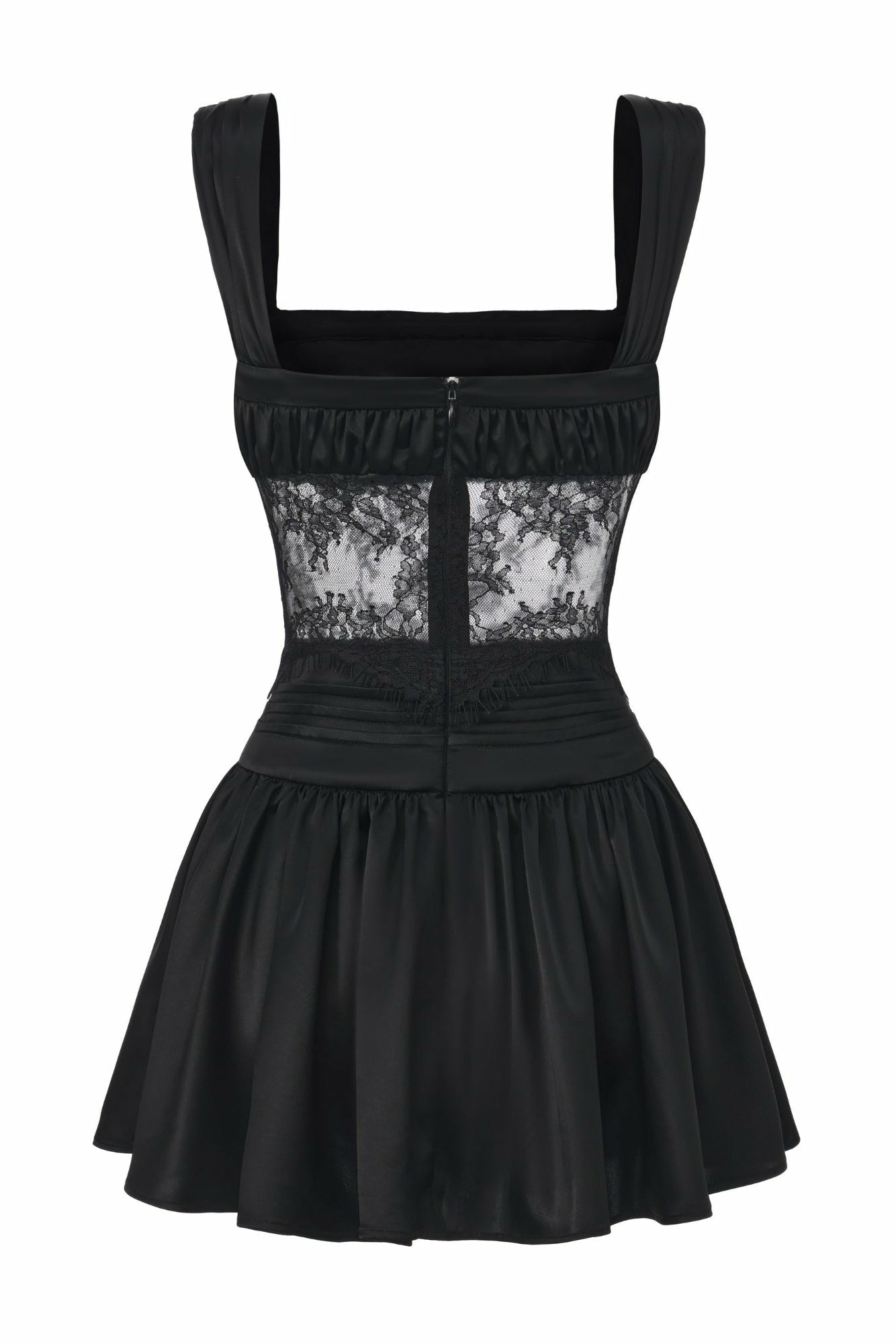 Nana Jacqueline Naomi Lace Satin Mini Dress: Black Mini Dress for Cocktail Party Black