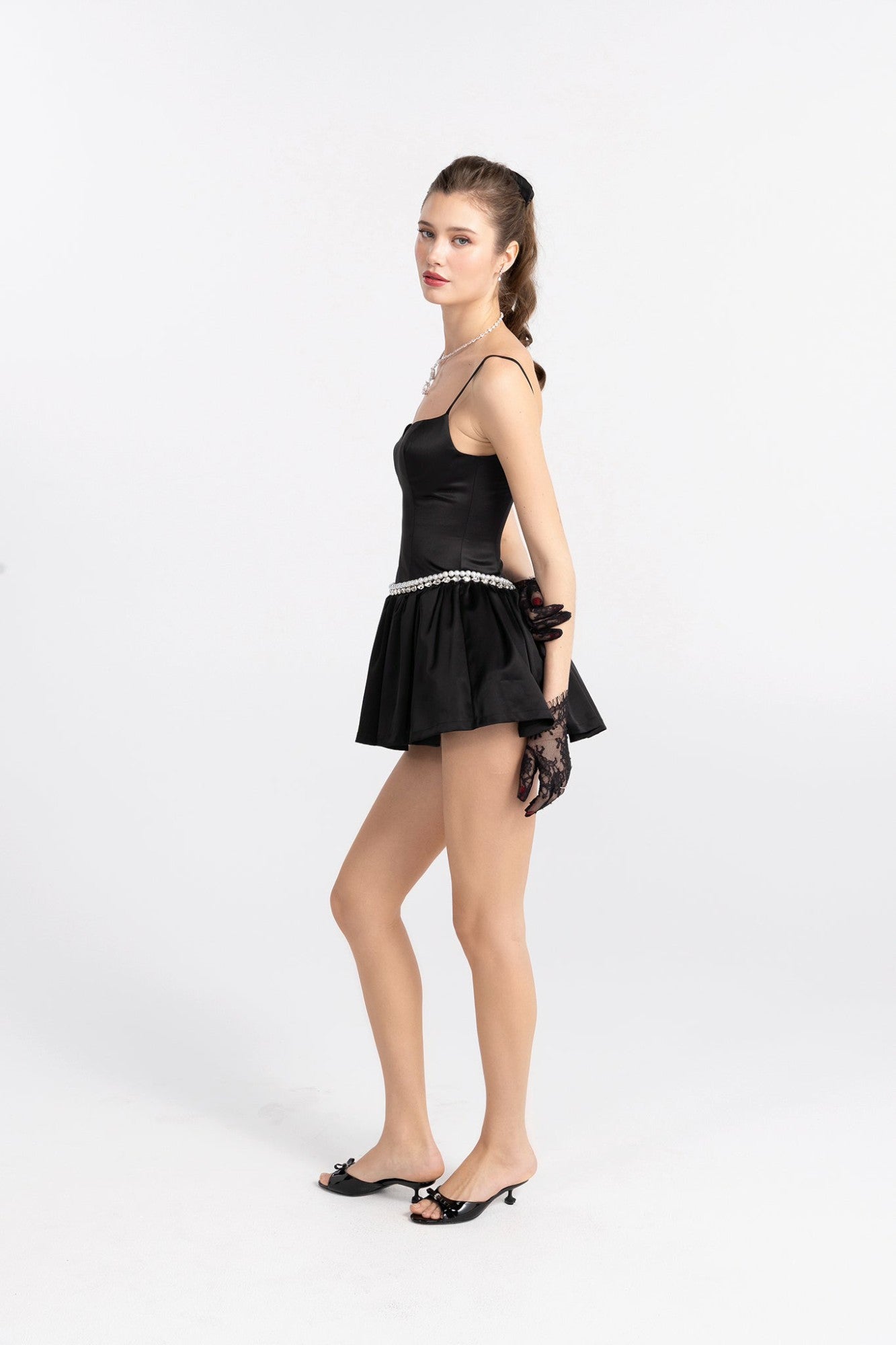 Nana Jacqueline Bella Pearl Mini Dress: Black Mini Dress for Birthday Celebration Black