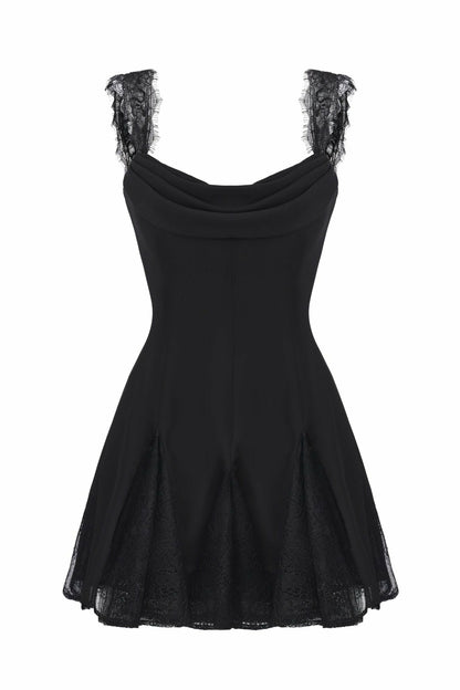 Nana Jacqueline Elizabeth Lace Mini Dress: Black Mini Dress for Cocktail Party Black