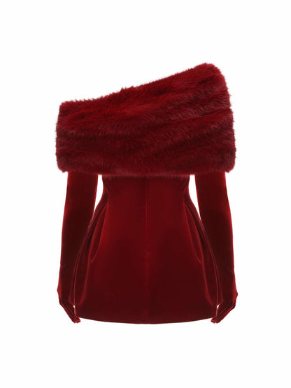 Nana Jacqueline Simone Velvet Dress: Red Mini Dress for Cocktail Party Red