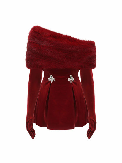Nana Jacqueline Simone Velvet Dress: Red Mini Dress for Cocktail Party Red