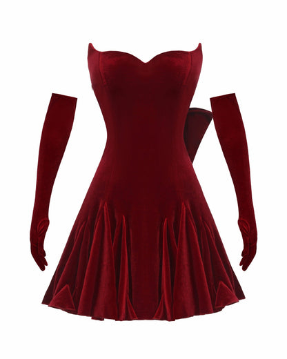 Nana Jacqueline Madeleine Velvet Mini Dress: Red Mini Dress for Cocktail Party Red