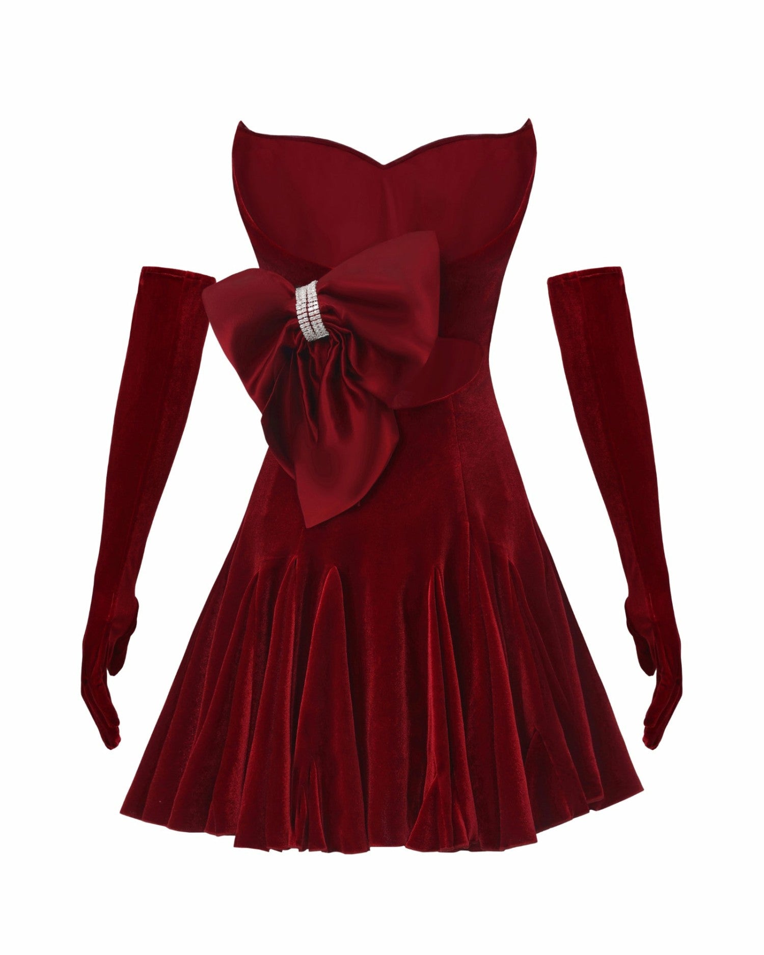 Nana Jacqueline Madeleine Velvet Mini Dress: Red Mini Dress for Cocktail Party Red