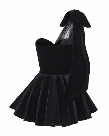 Nana Jacqueline Zephina Velvet Mini Dress: Black Mini Dress for Cocktail Party Black