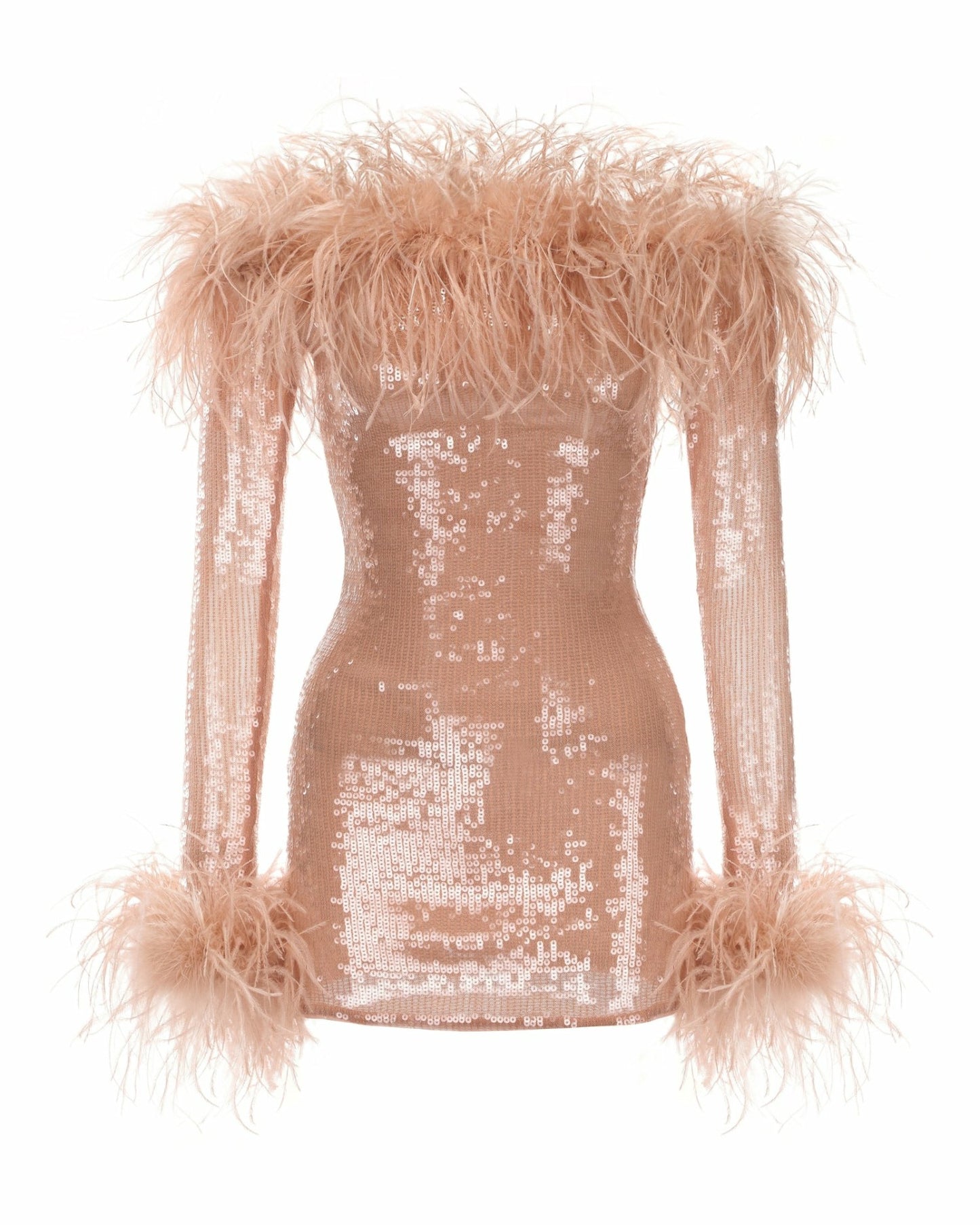 Nana Jacqueline Ariella Sequin Mini Dress: Nude Mini Dress for Birthday Celebration Nude
