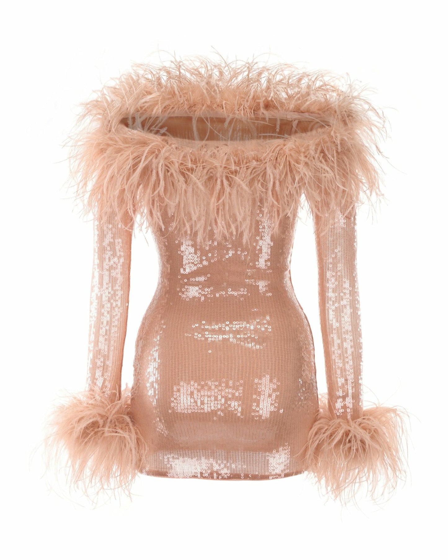 Nana Jacqueline Ariella Sequin Mini Dress: Nude Mini Dress for Birthday Celebration Nude