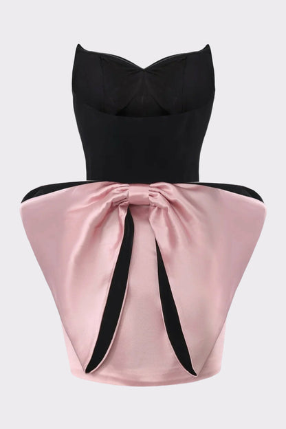 Nana Jacqueline Amelia Bow Mini Dress: Black Mini Dress for Cocktail Party Black